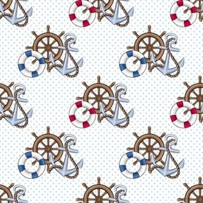 Smaller Steamboat Willie Nautical Nursery Anchors Life Rings Ship Wheel Blue