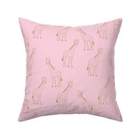 Little giraffe minimalist style illustration wild life cinnamon on pink