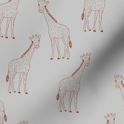 Little giraffe minimalist style illustration wild life stone red on gray