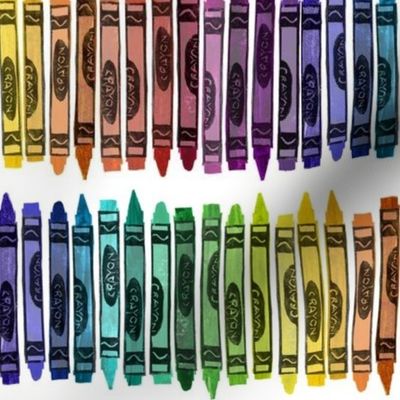 rainbow rows of rubberstamped crayons