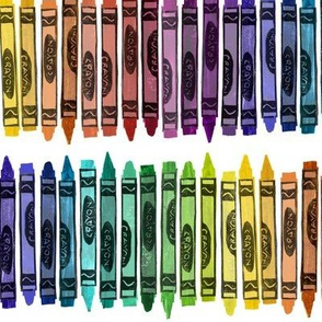 rainbow rows of rubberstamped crayons