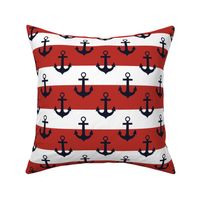 Small Nautical Anchors and Red and White Stripes Fabric 1