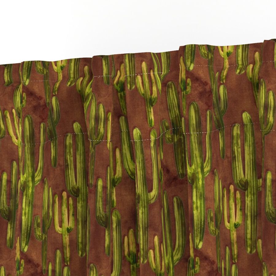 Dark Moody Textured Saguaro Cacti - warm rust brown and olive green