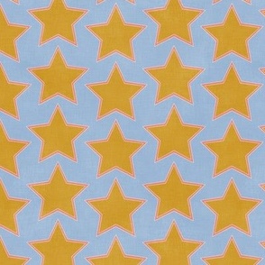 Groovy Gold Stars (dusty blue) 7" small