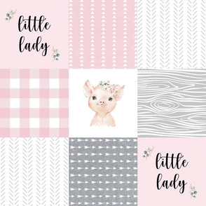 pink pig patchwork - little lady