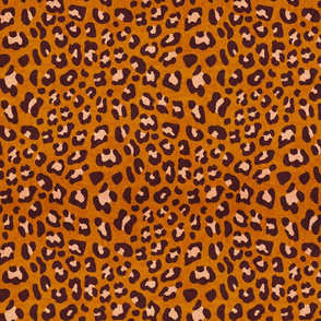 Animalier-Leopard Print-Dk. Brown & Fawn On BurntOrange