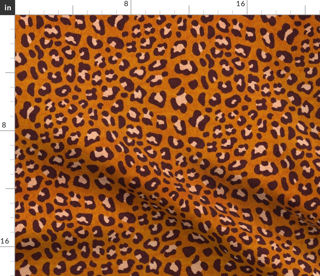 Animalier-Leopard Print-Dk. Brown & Fawn On BurntOrange