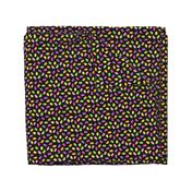 Colorful Jellybeans on Black with White Polka Dots