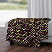 Colorful Jellybeans on Black with White Polka Dots