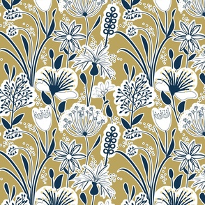 Anna's Swedish Meadow _ Navy and White on Gold 
