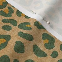 Animalier-Leopard Print-Green & Ochre On Taupe