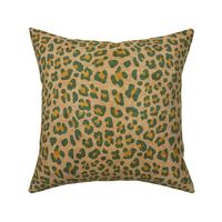 Animalier-Leopard Print-Green & Ochre On Taupe