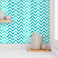 watercolor chevron aqua white