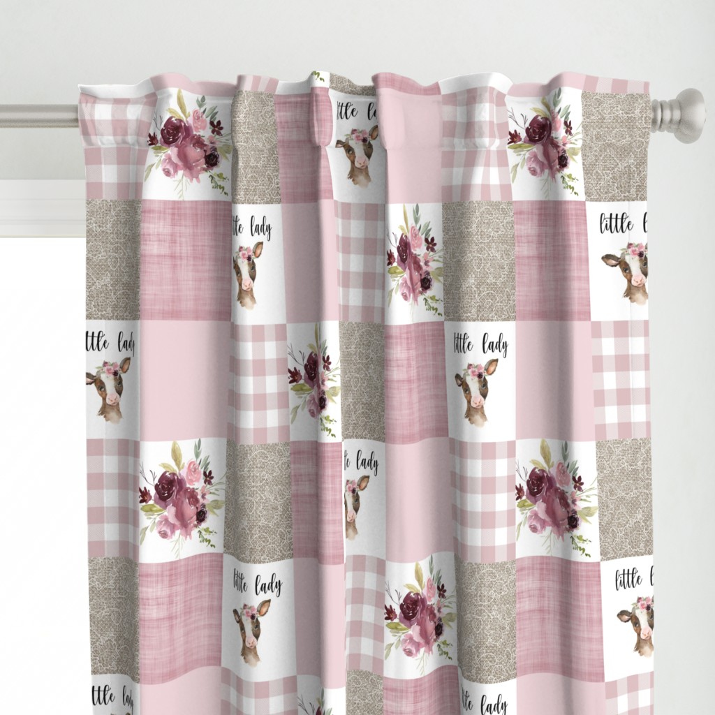 little lady cow patchwork - burgundy blush