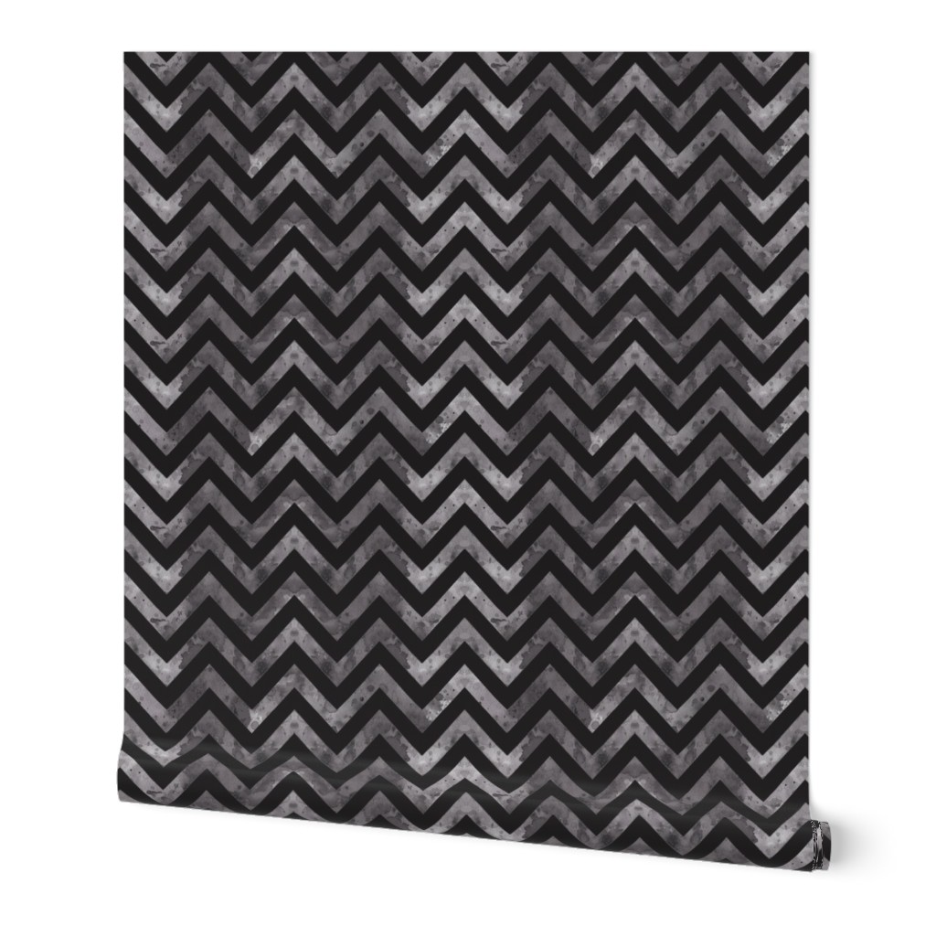 watercolor chevron grey black