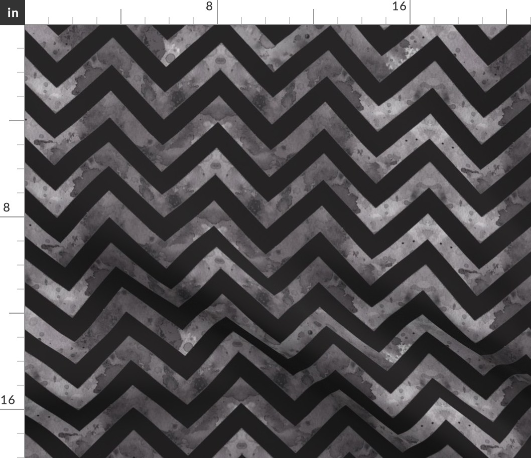 watercolor chevron grey black