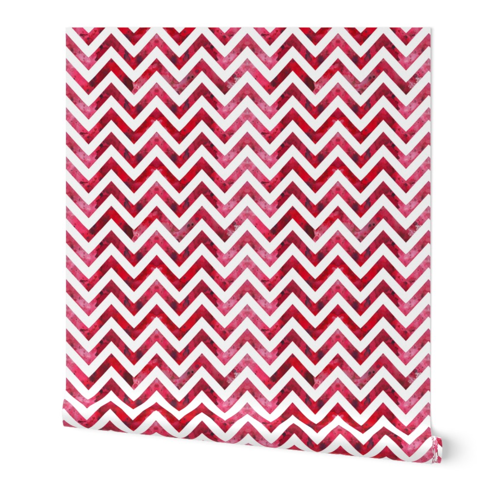 watercolor chevron red white