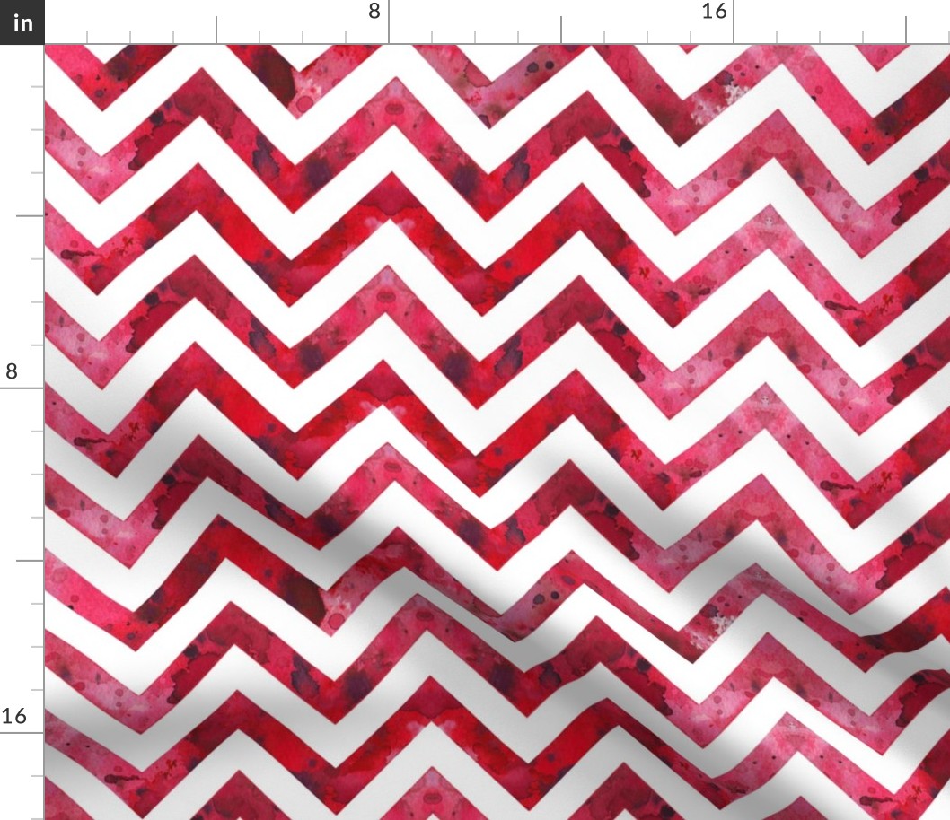 watercolor chevron red white