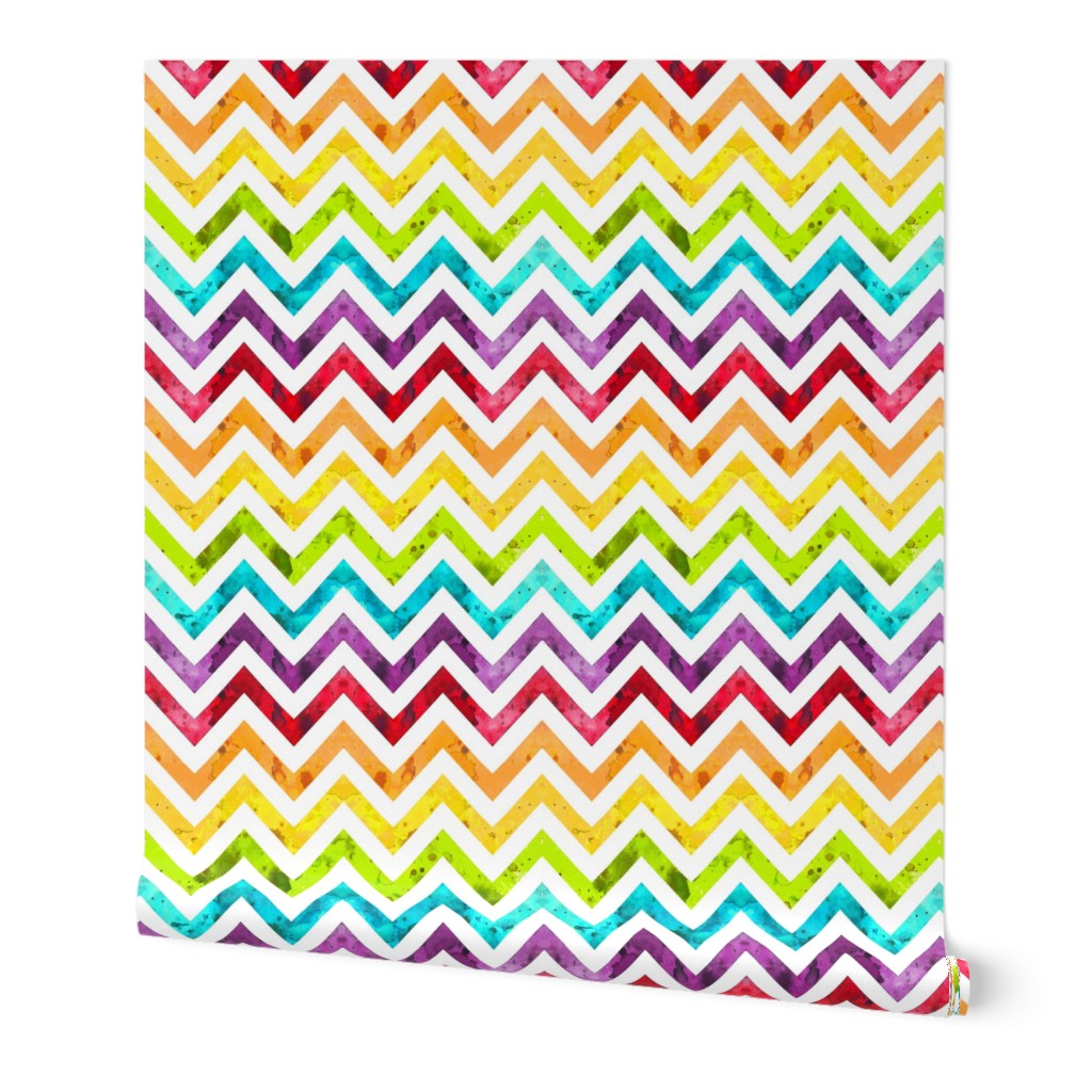 watercolor chevron rainbow larger scale