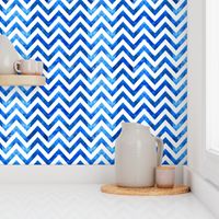 watercolor chevron ultramarine blue electric white