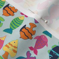 Deep Blue Sea-Multicolor School Of Fish