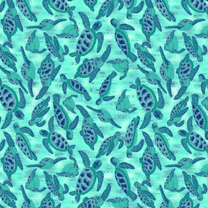 Happy Sea Turtles, minty, CCW rotated, 12 inch