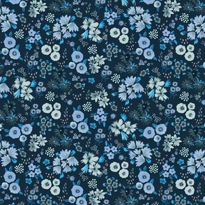 Little flowers Blue navy Micro