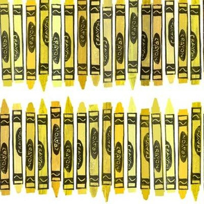 rows of yellow rubberstamped crayons