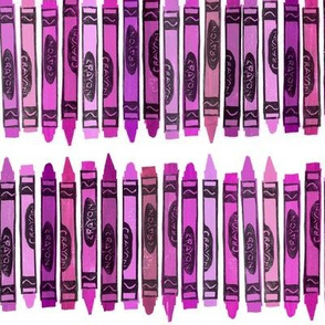 rows of pink rubberstamped crayons