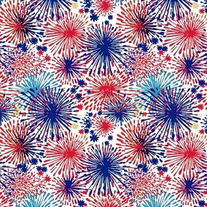 Firecracker! - Red/Blue on White Background  