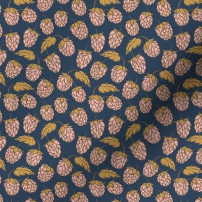 Hops Botanical in Pink on Navy - Small