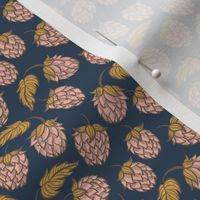 Hops Botanical in Pink on Navy - Small