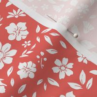 Ditsy Floral on Coral-medium scale