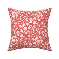 Ditsy Floral on Coral-medium scale