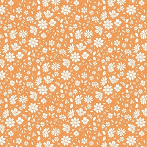 Ditsy Floral on Orange Tango-medium scale