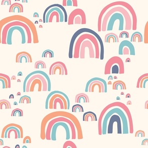 Hand-Drawn Modern Whimsical Rainbows - (Medium) Purple Blue Pink Orange