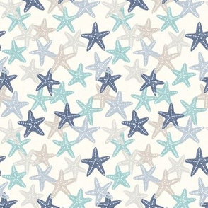 (small scale) Starfish - multi blue - summer beach nautical -  C21