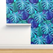 tropical leaves blue