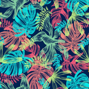 tropical leaves colorful