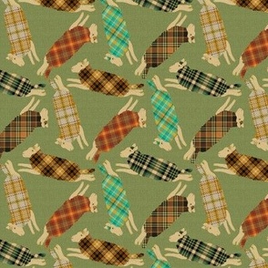 Plaid Triangulating Sheep on Green