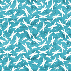 White Dragonflies On Teal Small