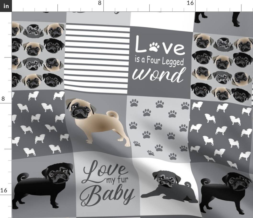 Pug Dog blanket  quilt Dog fabric