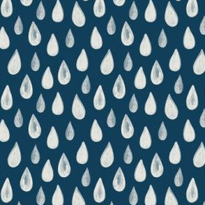 Raindrops - White on Navy Blue