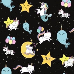 Space Unicorns With stars and narwhals