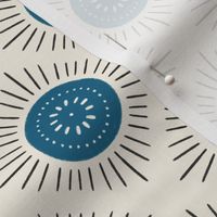 Vintage Midcentury Geometric - Blue on Cream