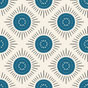 Vintage Midcentury Geometric - Blue on Cream