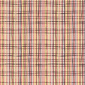 Pink yellow grey black basket weave