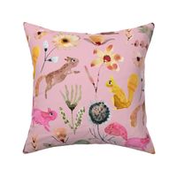 Squirrel watercolor florals_Soft Pink