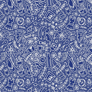 What Women Like- Doodle, Scribble on Dark Blue