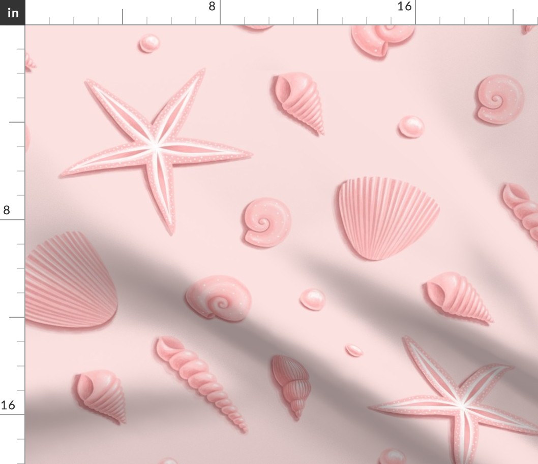 Pink Seashells, Starfish and pearls